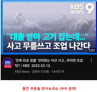 현재 욕먹고 있는 공영방송 자막