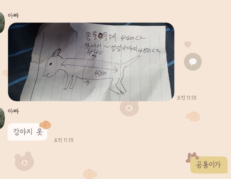 강아지 옷 살라고 아빠한테 치수 좀 재달라고 했는데 | 인스티즈