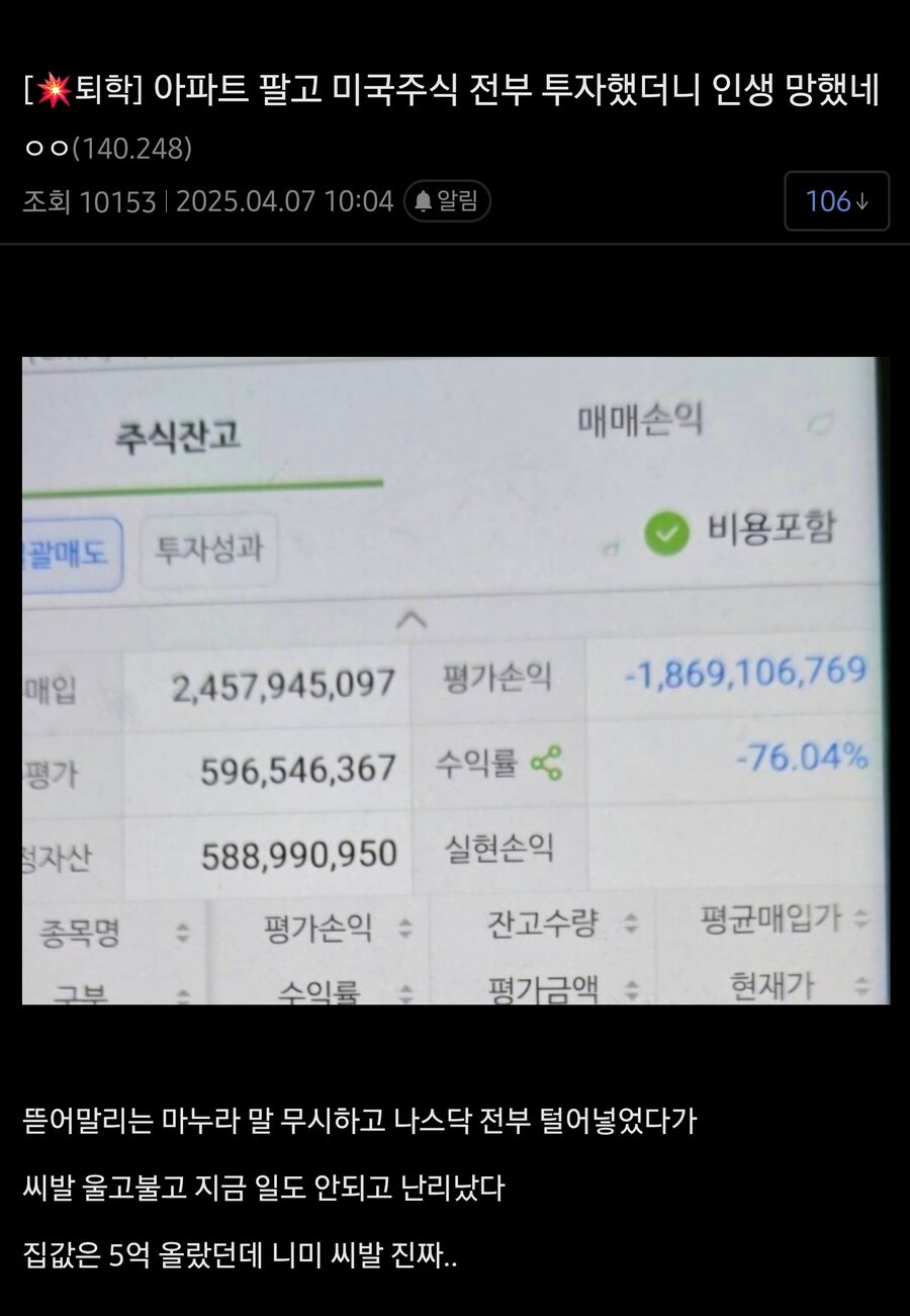 아파트 팔고 미국주식 전부 투자한 후기 | 인스티즈