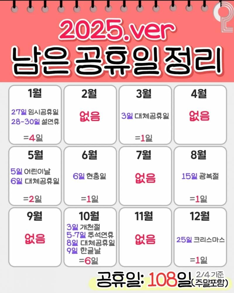 2025년 남은 공휴일 | 인스티즈