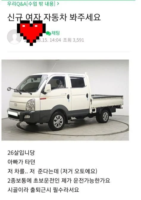  신규 여자 공무원 자동차 봐주세요