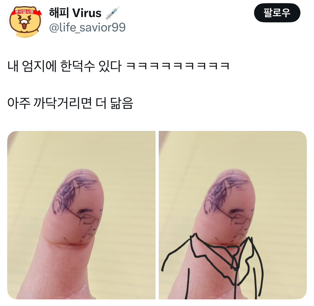 엄지손가락 한덕수를 실행해버린 트위터리안 | 인스티즈