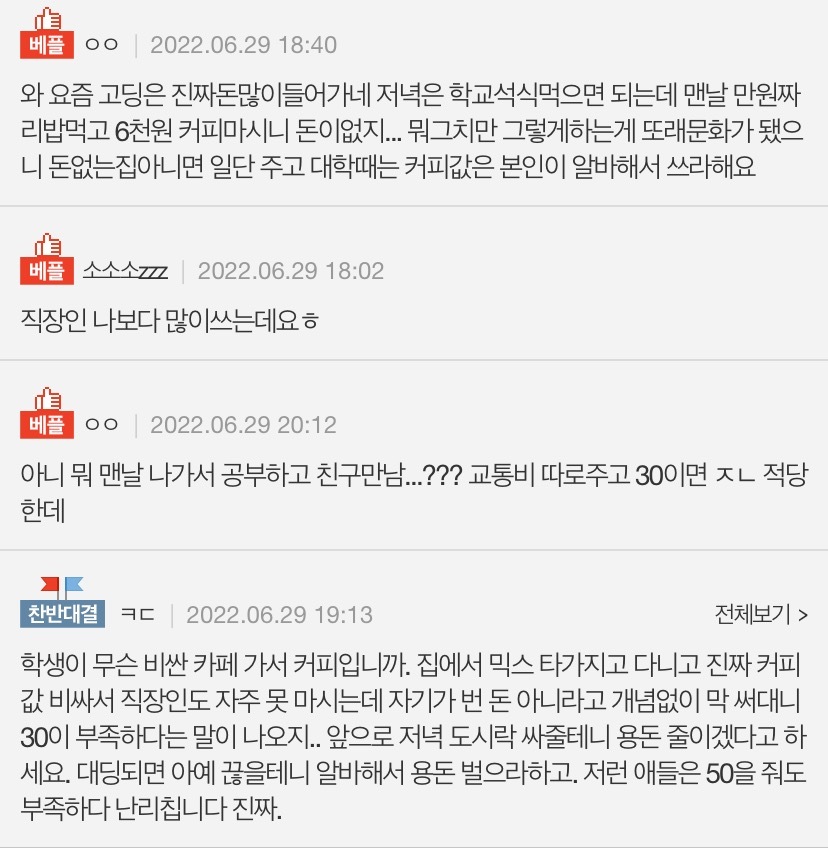  고1 아이한테 한달 용돈 30만원이 적은건가요?(+추가)