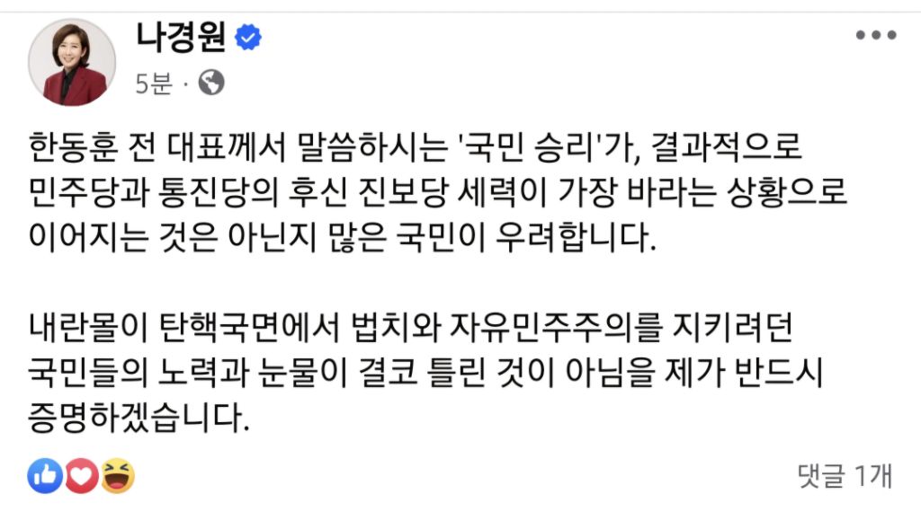 서로 물어뜯고 싸우기 시작하는 한동훈 장예찬 나경원 페이스북 | 인스티즈